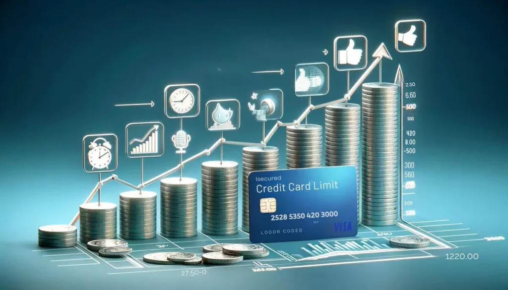increasing a secured credit card limit, depicted through a wordless, symbolic timeline