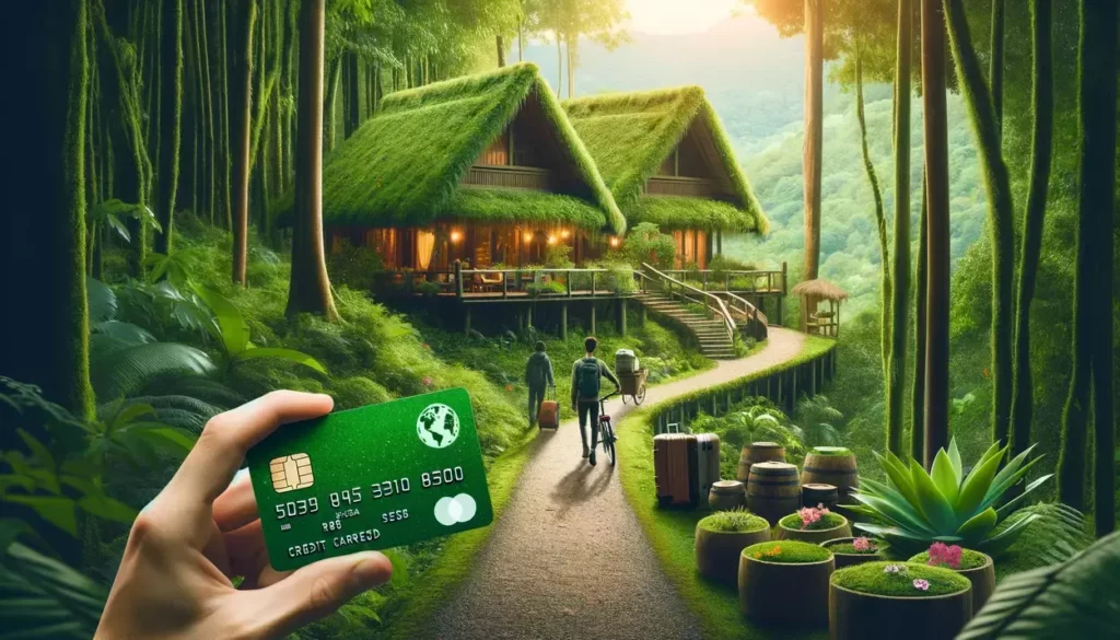 visualizing the concept of eco-friendly travel and sustainable choices with credit card